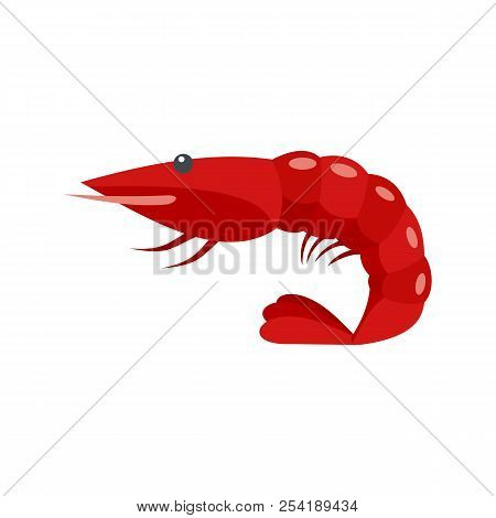 Red Shrimp Icon. Flat Illustration Of Red Shrimp Icon For Web Isolated On White