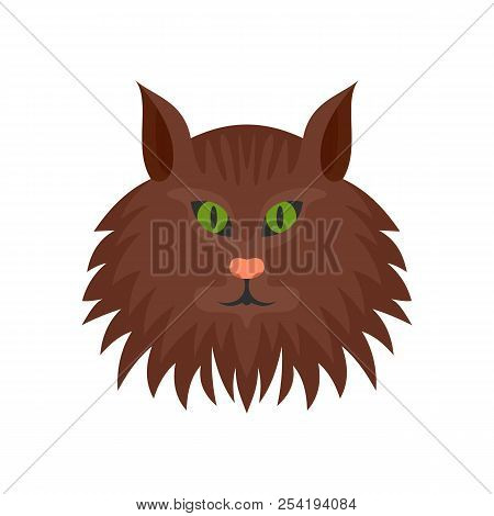 Cat Head Icon. Flat Illustration Of Cat Head Icon For Web Isolated On White