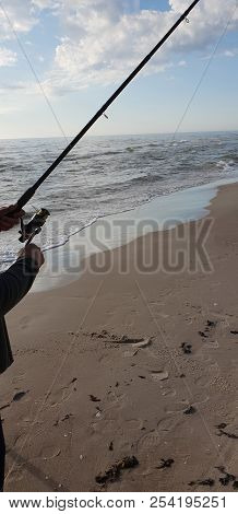 Fishing Rods In The Baltic Sea Beach