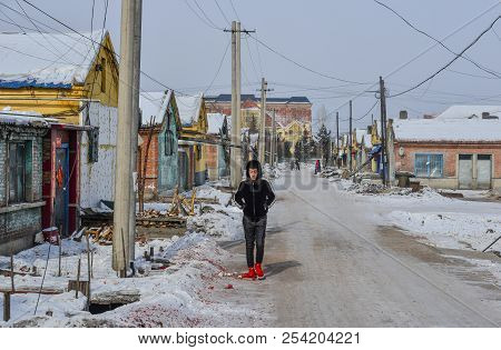 Street At Winter In Harbin, China