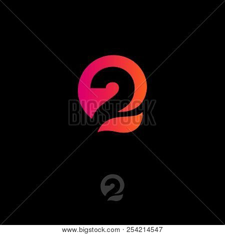 Number 2 And Q Letters Monogram. Gradient Abstract Logo Isolated On A Dark Background. Monochrome Op
