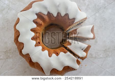 Home Made Blueberry Sponge Cake On A Table