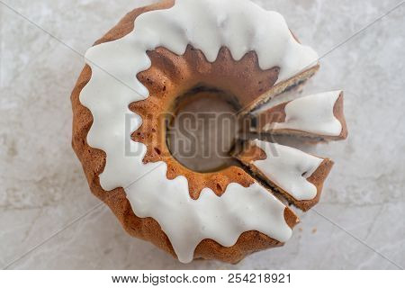 Home Made Blueberry Sponge Cake On A Table