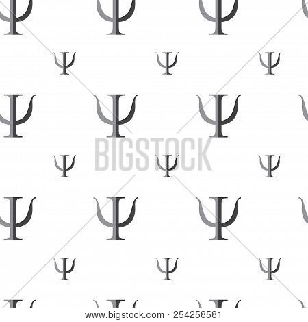 Seamless Pattern With Letters Psi On White Background
