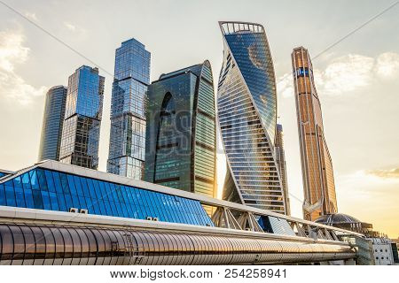 Moscow, Russia - June 18, 2018: Cityscape View Of The Buildings Moscow-city International Business C