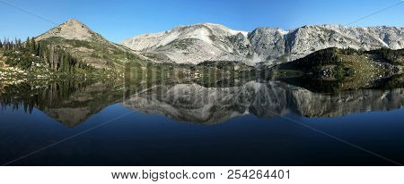 Sugarloaf Mountain And Medicine Bow Peak Reflected In Libby Lake  In Medicine Bow National Forest In