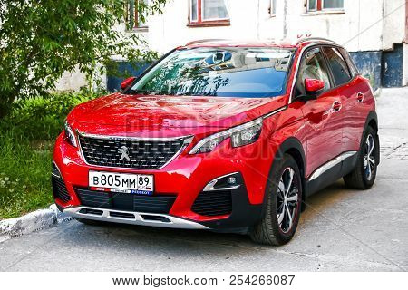 Nadym, Russia - July 14, 2018: Motor Car Peugeot 3008 In The City Street.