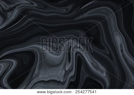 Marble Ink Colorful. Black Marble Pattern Texture Abstract Background. Can Be Used For Background Or