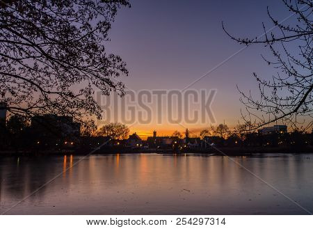 The Public Park Of Boeblingen At The End Of The Day