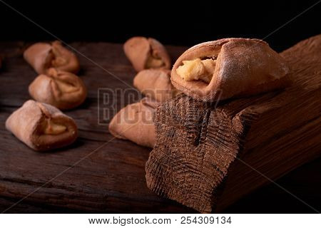 Cookies With Cottage Cheese - Sochnik On Wooden Desk. Classic Colors. Warm Photo
