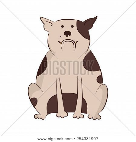 English Bulldog Or Boxer Vector Breed Dog Illustration. Cartoon Funny Pet Character Sittind On Floor