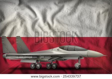 Fighter, Interceptor On The Poland Flag Background. 3d Illustration
