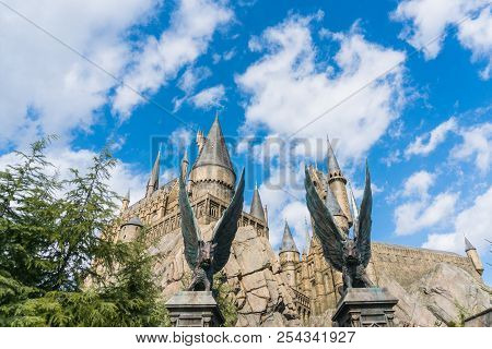 Osaka, Japan - Nov 24, 2017: Hogwarts Castle In The Wizarding World Of Harry Potter Zone At Universa