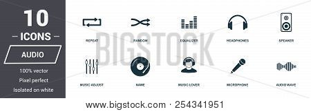 Audio Controls Icons Set. Premium Quality Symbol Collection. Audio Controls Icon Set Simple Elements