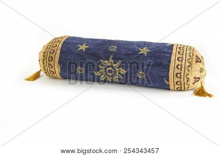Oriental Neck Roll Pillow On The White Background