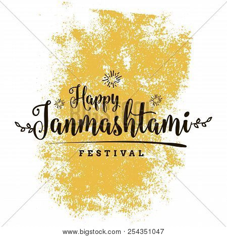 Happy Janmashtami. Vector Logo Design. Usable As Background, Banner, Greeting Card, T-shirt, Print. 