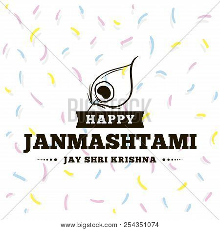 Happy Janmashtami. Vector Logo Design. Usable As Background, Banner, Greeting Card, T-shirt, Print. 