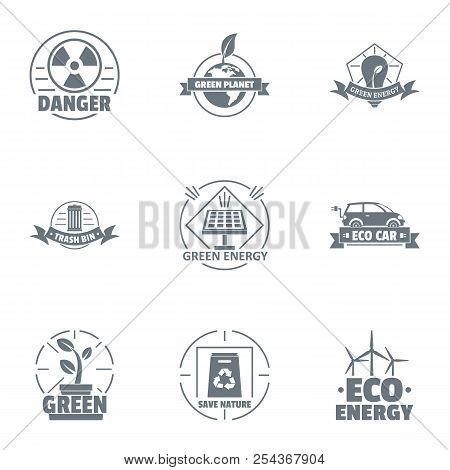 Eco Dangers Logo Set. Simple Set Of 9 Eco Dangers Vector Logo For Web Isolated On White Background