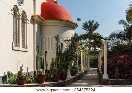 Capernaum, Israel, March 31 2018: The Greek Orthodox Church Of The Twelve Apostles In Capernaum, Isr