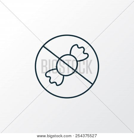 No Sweet Icon Line Symbol. Premium Quality Isolated Free Sugar Element In Trendy Style.