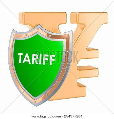 Protective Tariffs For Yen Or Yuan Concept, 3d Rendering Isolated On White Background