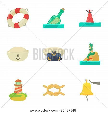 Recovery On Water Icons Set. Cartoon Set Of 9 Recovery On Water Vector Icons For Web Isolated On Whi