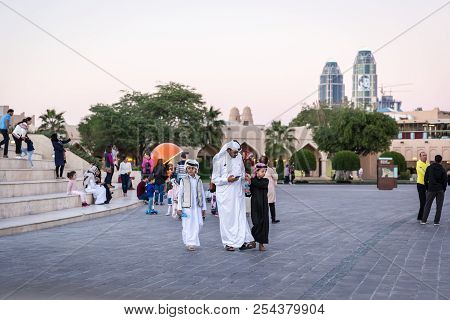 Doha, Qatar - Jan 9th 2018 - Locals And Residents Enjoying A Open Area In A Late Afternoon In Doha, 