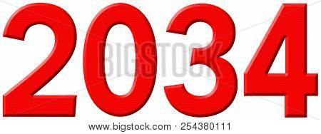 Inscription 2034, Isolated On White Background, 3d Render