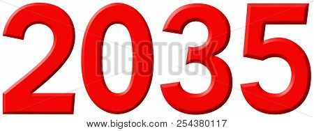 Inscription 2035, Isolated On White Background, 3d Render