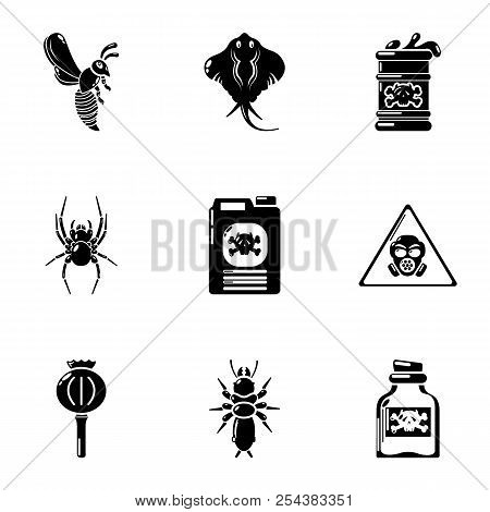 Poison Security Icons Set. Simple Set Of 9 Poison Security Vector Icons For Web Isolated On White Ba