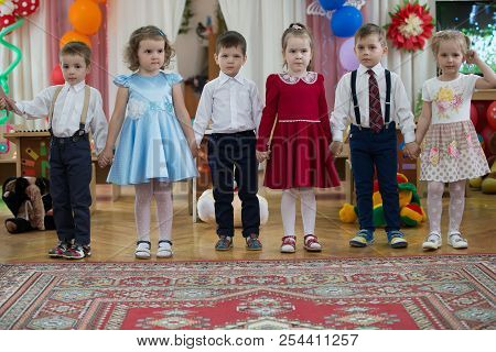 Belarus, Gomel, May 24 2018. The Kindergarten Is Central. Open Day.children In Kindergarten. A Numbe