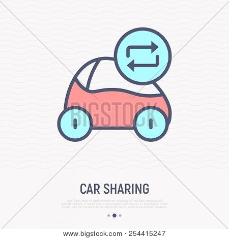 Car Sharing Thin Line Icon. Modern Vector Illustration For Logo.