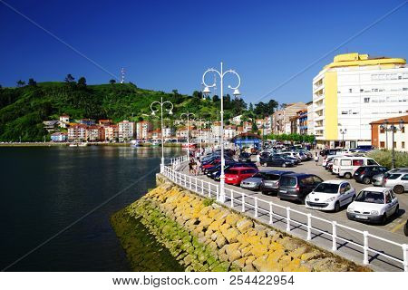 RIBADESELLA, ASTURIAS, SPAIN - JULY 23, 2018: Harbour of Ribadesella, Spain, Europe