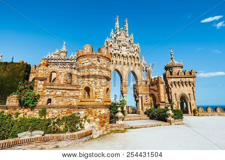 Benalmadena, Spain, April 08, 2018: Colomares Castle In Benalmadena, Dedicated Of Christopher Columb