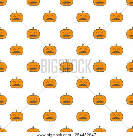 Jack O Lantern Elements Seamless Background. Halloween Tileable Pattern