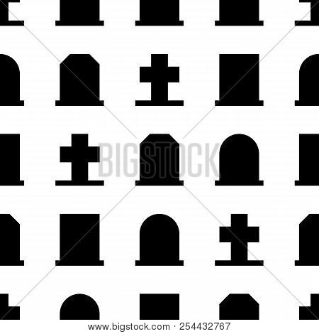 Gravestone And Grave Cross Seamless Pattern For Design