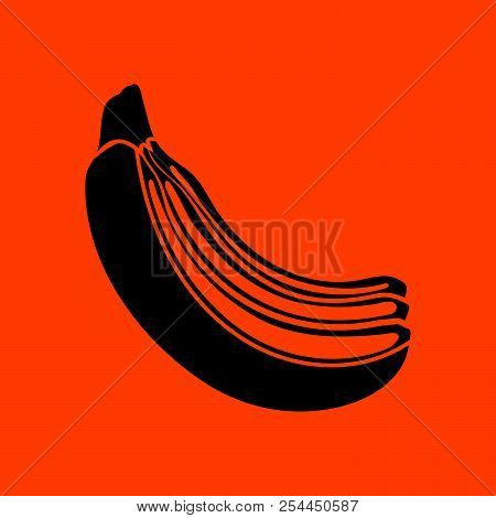 Icon Of Banana. Orange Background With Black. Vector Illustration.