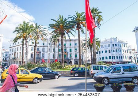 Africa, Morocco, Tetuan Street, Palms And Peoples. 2013