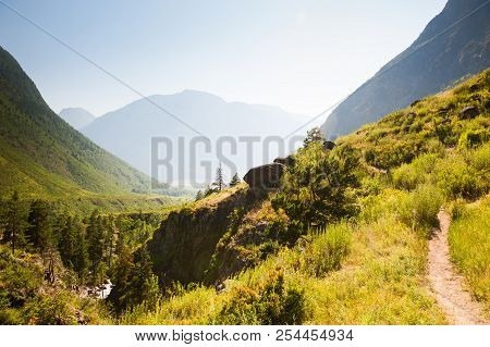 Summer Landscape Of River Valley In Altai Mountains, Altai Republic, Siberia, Russia