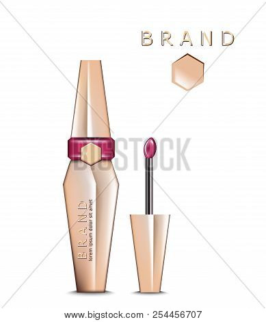 Lipgloss Beauty Icons Template Vector. Product Packaging Mock Ups