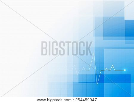 Blue Medical Healthcare Background With Cardiograph Vector