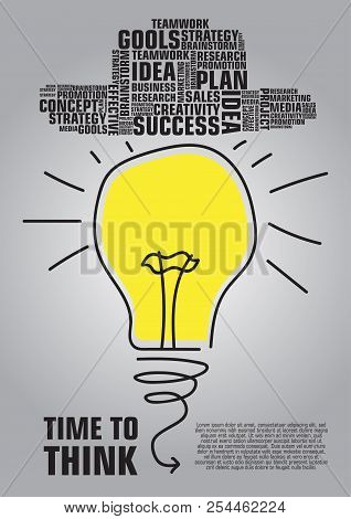 Brainstorming Bulb Word Cloud. Creative Background. Time To Think.