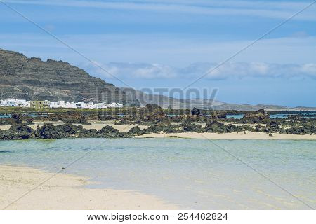 Lanzerote Beach With Blue Atlantic Ocean.
