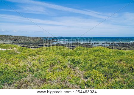 Lanzerote Beach With Blue Atlantic Ocean.