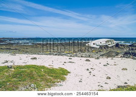 Lanzerote Beach With Blue Atlantic Ocean.