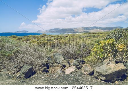 Lanzerote Beach With Blue Atlantic Ocean.