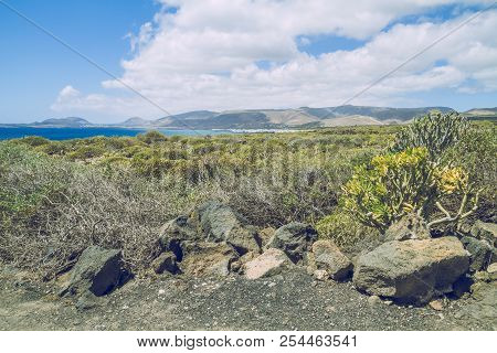 Lanzerote Beach With Blue Atlantic Ocean.