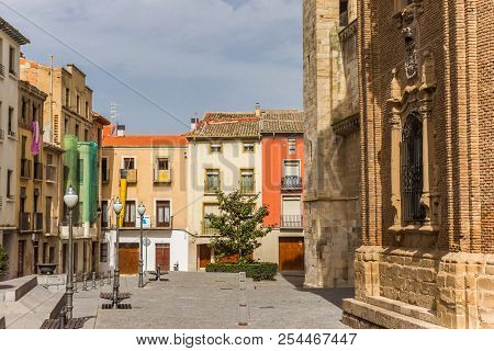 Tudela, Spain - April 22, 2018: Cathedral Square In The Center Of Tudela, Spain