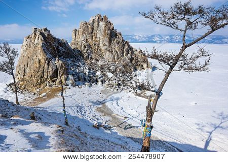 Cape Burkhan (shaman Rock) On Olkhon Island At Baikal Lake, Siberia, Russia
