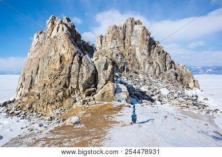 Cape Burkhan (shaman Rock) On Olkhon Island At Baikal Lake, Siberia, Russia